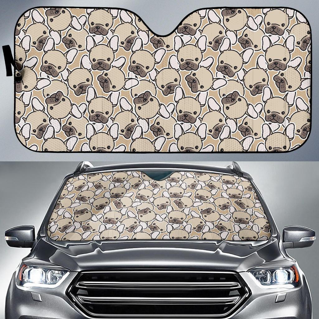 Pattern Print Bulldog Car Sun Shade-grizzshop