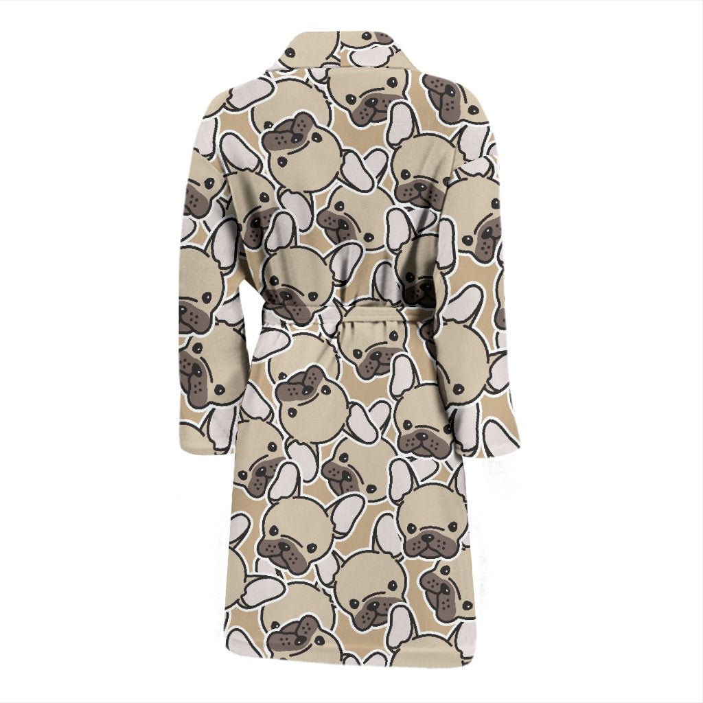 Pattern Print Bulldog Men Long Robe-grizzshop