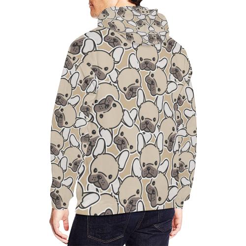 Pattern Print Bulldog Men Pullover Hoodie-grizzshop