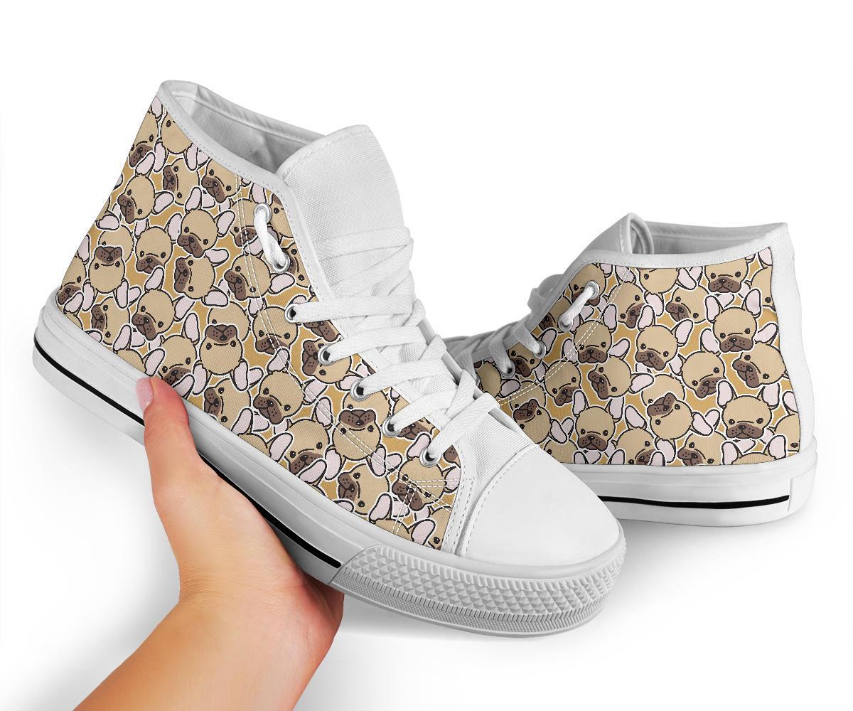 Pattern Print Bulldog Men Women's High Top Shoes-grizzshop