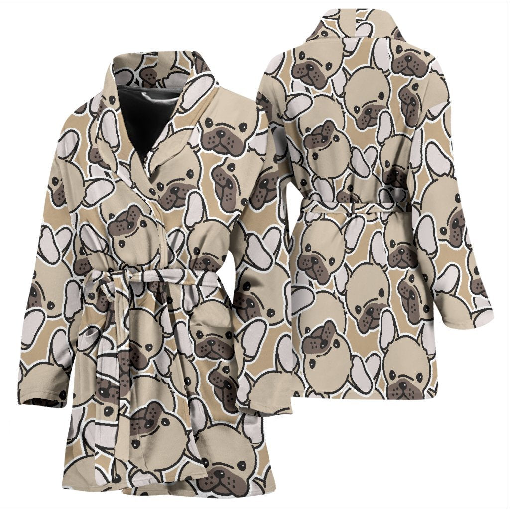 Pattern Print Bulldog Women Long Robe-grizzshop