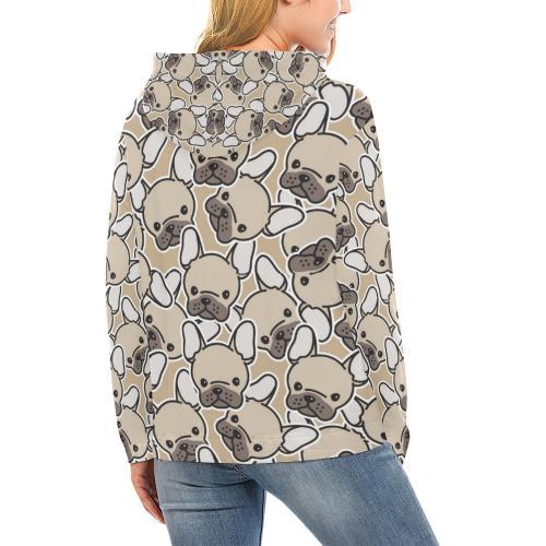 Pattern Print Bulldog Women Pullover Hoodie-grizzshop