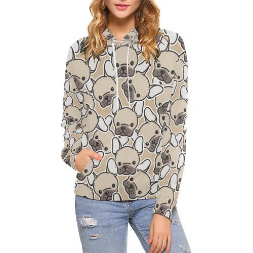 Pattern Print Bulldog Women Pullover Hoodie-grizzshop