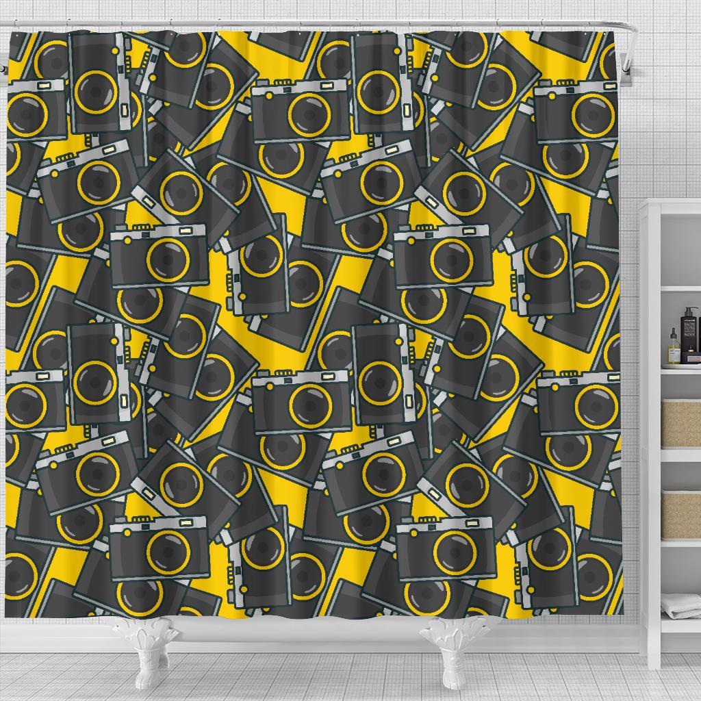 Pattern Print Camera Bathroom Shower Curtain-grizzshop