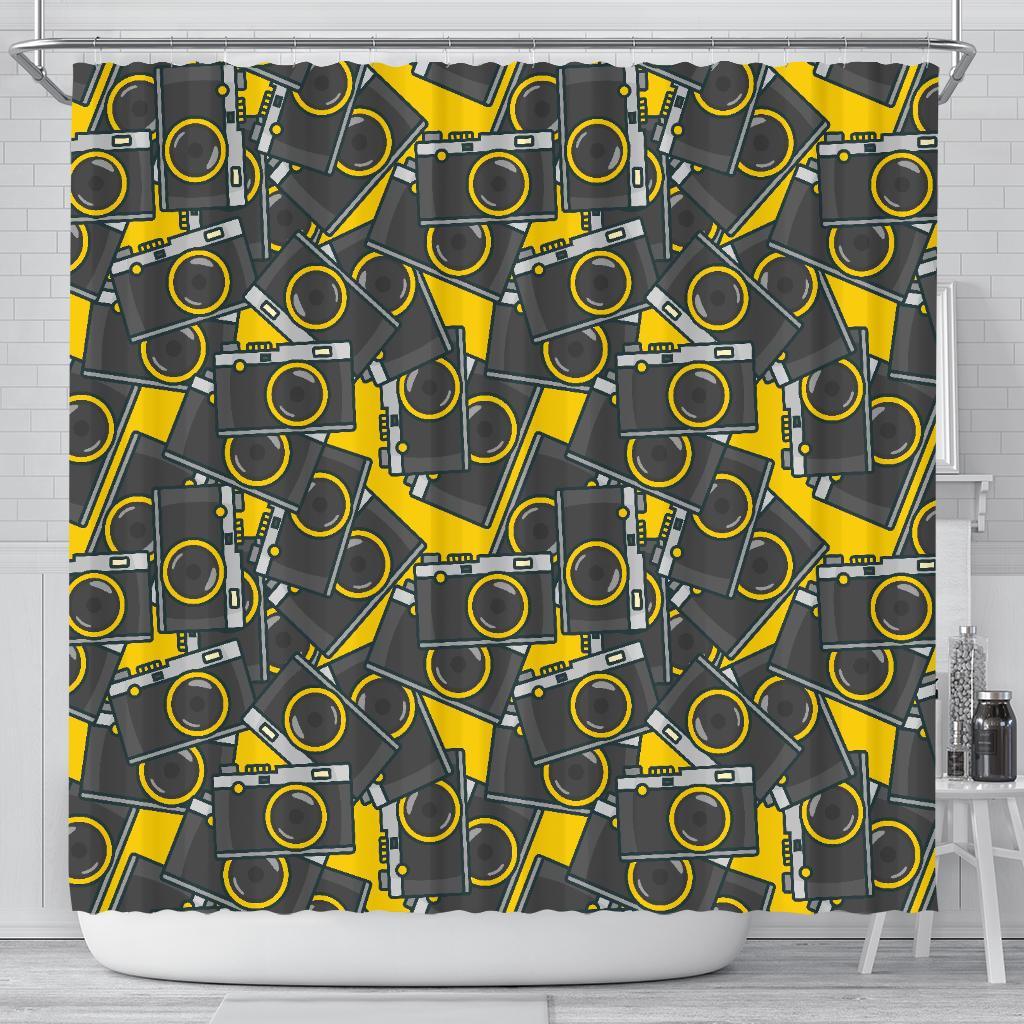 Pattern Print Camera Bathroom Shower Curtain-grizzshop