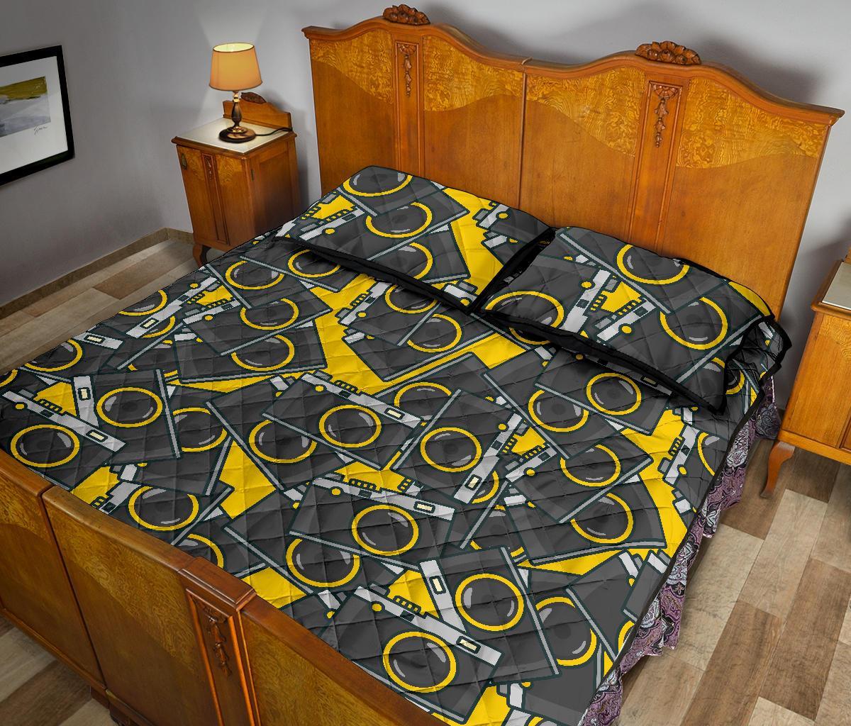 Pattern Print Camera Bed Set Quilt-grizzshop