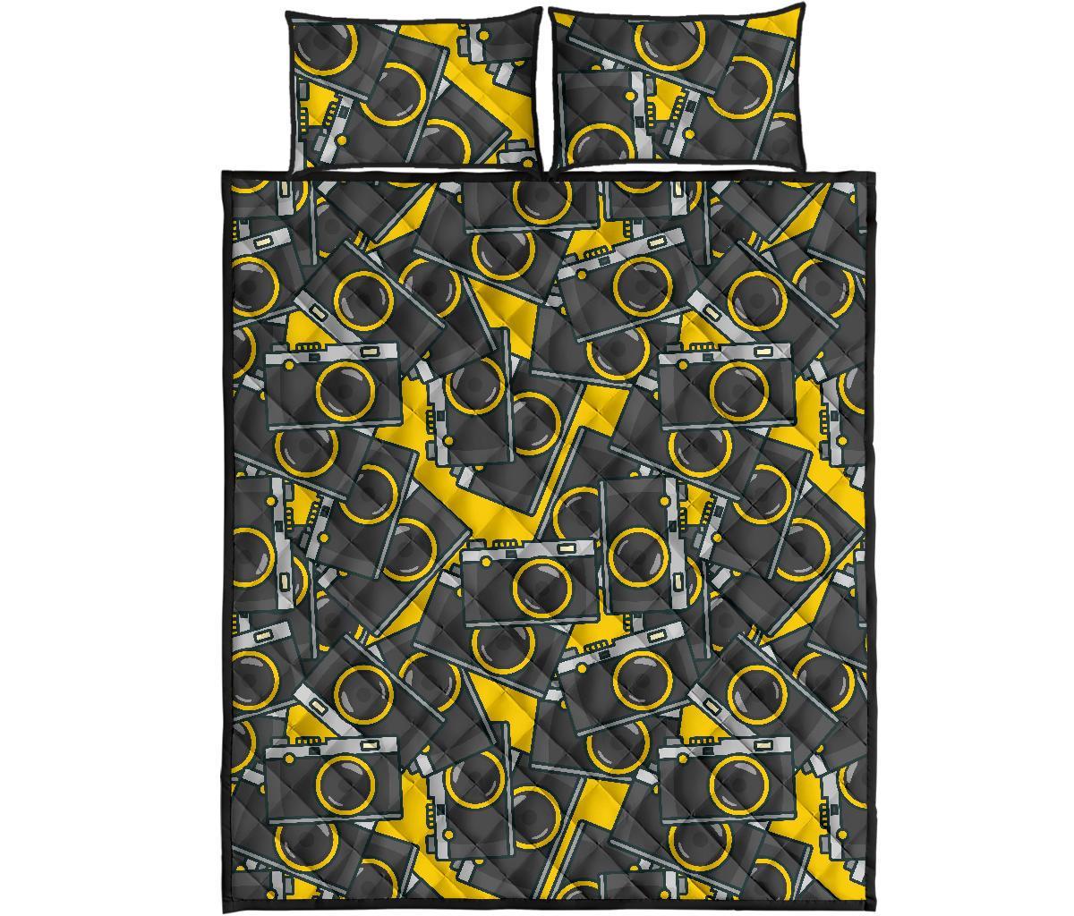 Pattern Print Camera Bed Set Quilt-grizzshop