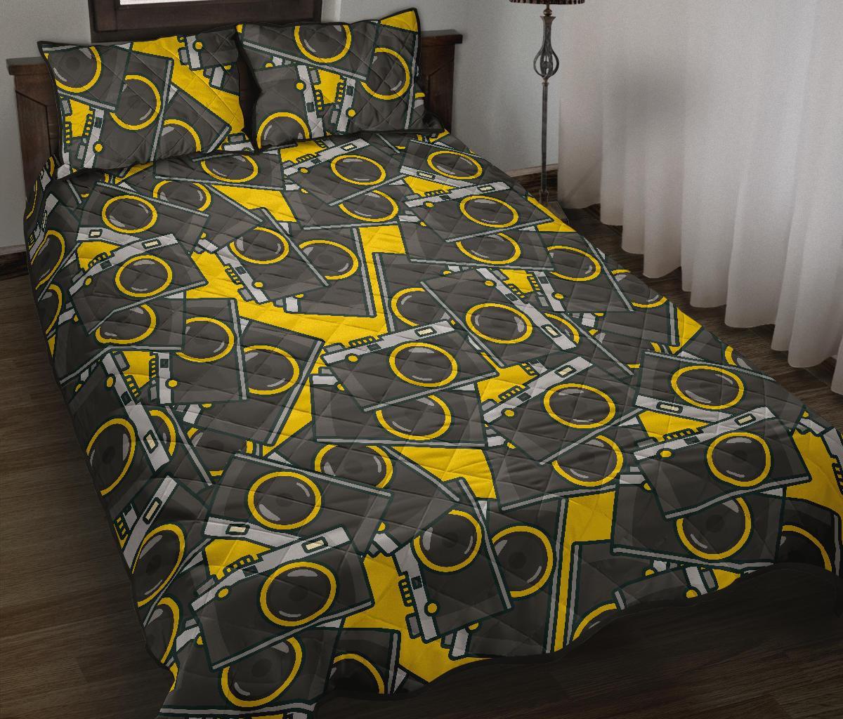 Pattern Print Camera Bed Set Quilt-grizzshop