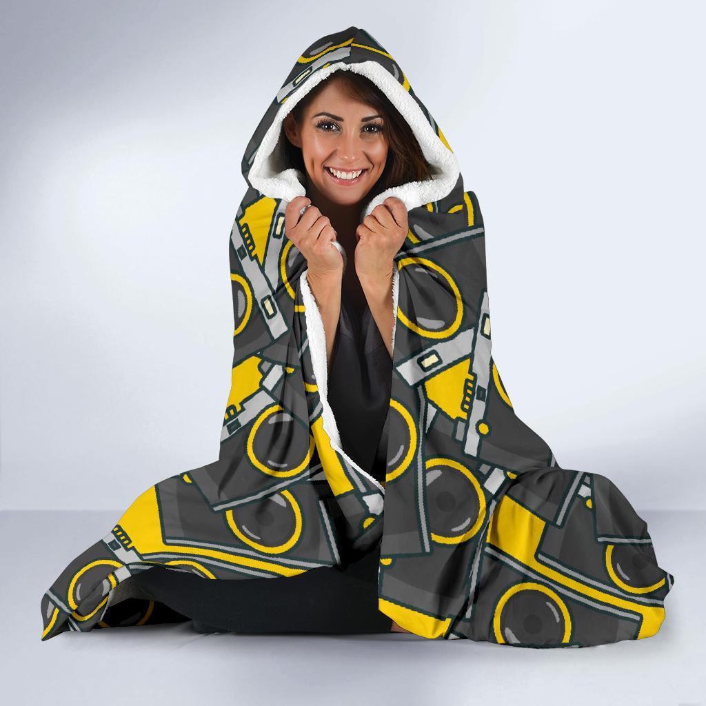 Pattern Print Camera Hooded Blanket-grizzshop