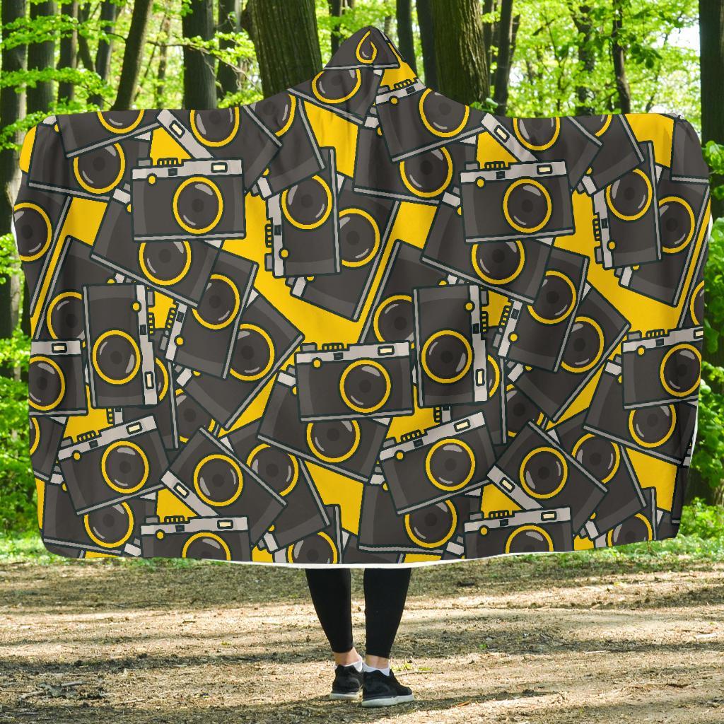 Pattern Print Camera Hooded Blanket-grizzshop