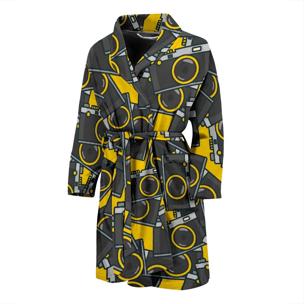 Pattern Print Camera Men Long Robe-grizzshop