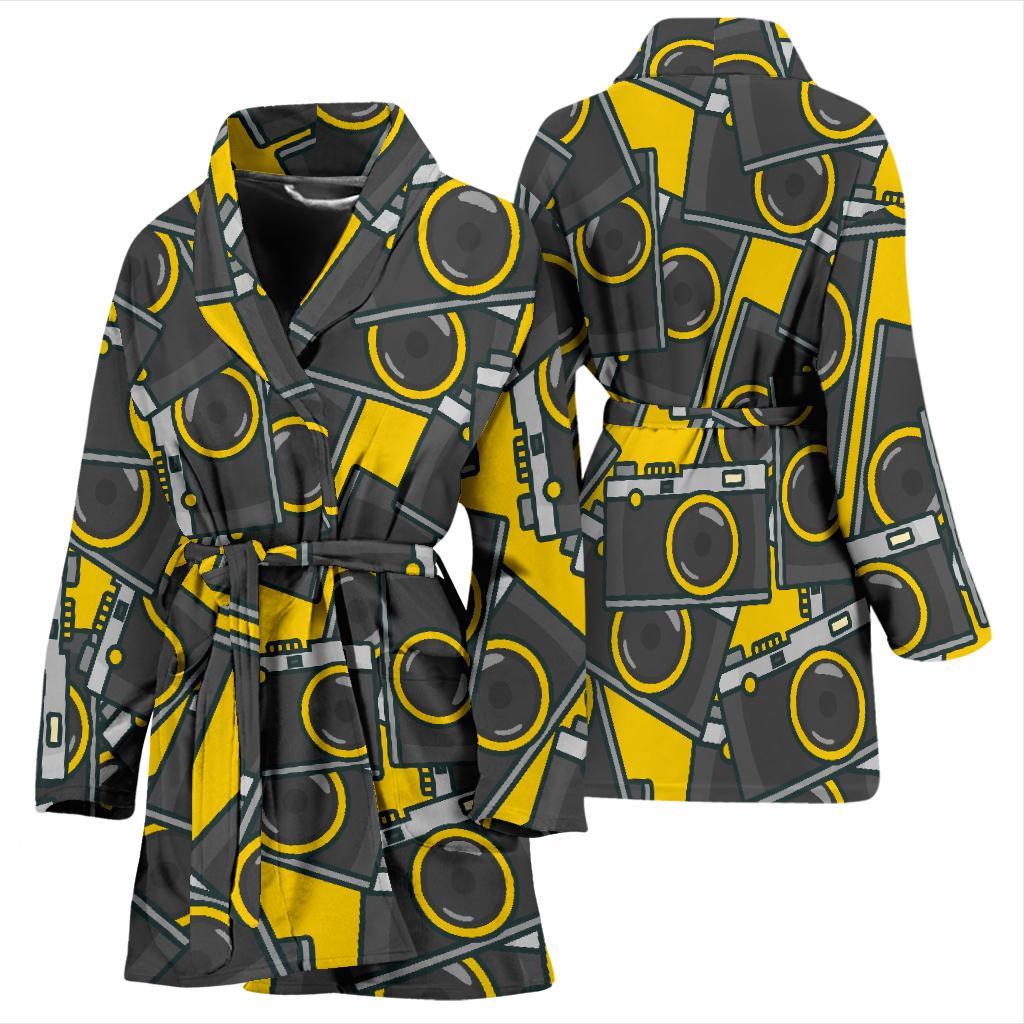 Pattern Print Camera Women Long Robe-grizzshop