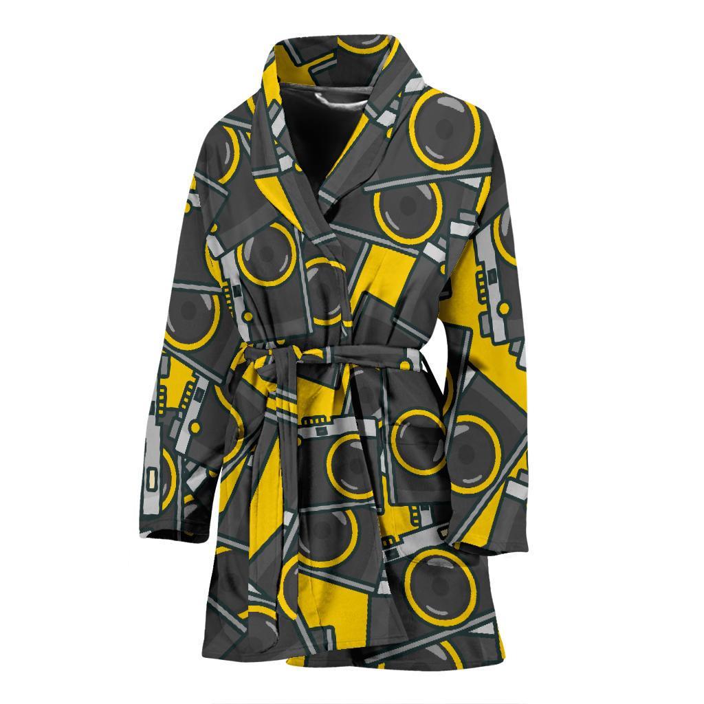 Pattern Print Camera Women Long Robe-grizzshop