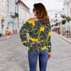 Pattern Print Camera Women Off Shoulder Sweatshirt-grizzshop