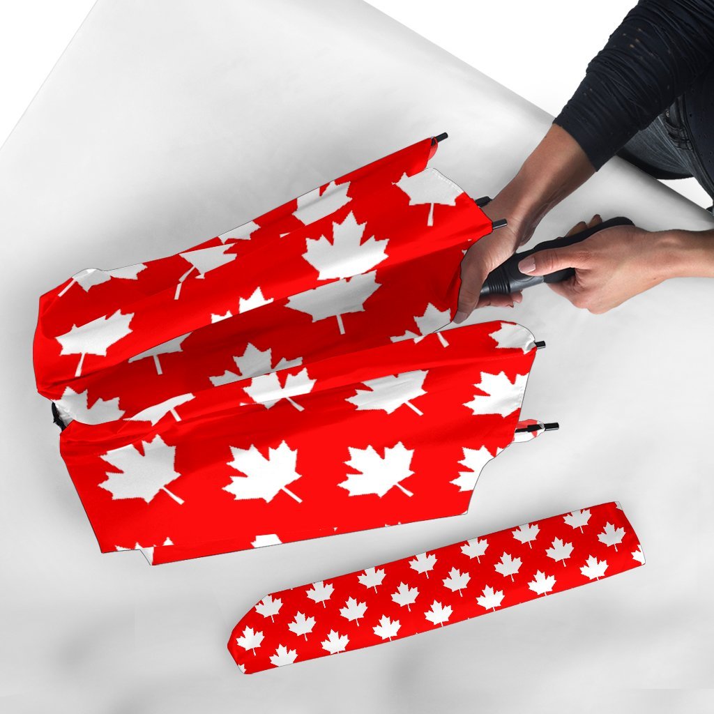 Pattern Print Canada Love Automatic Foldable Umbrella-grizzshop