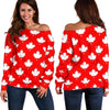 Pattern Print Canada Love Women Off Shoulder Sweatshirt-grizzshop