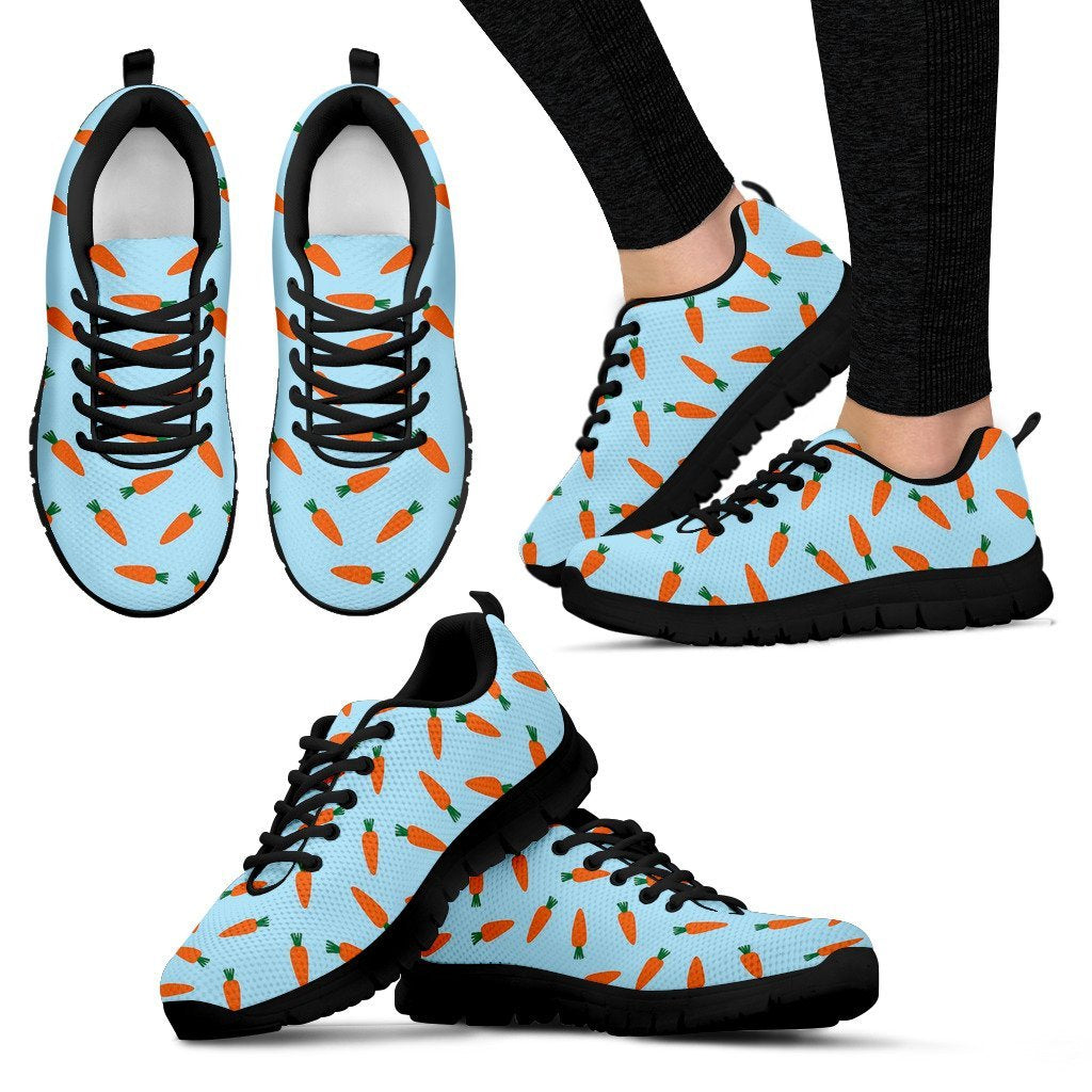 Pattern Print Carrot Black Sneaker Shoes For Men Women-grizzshop