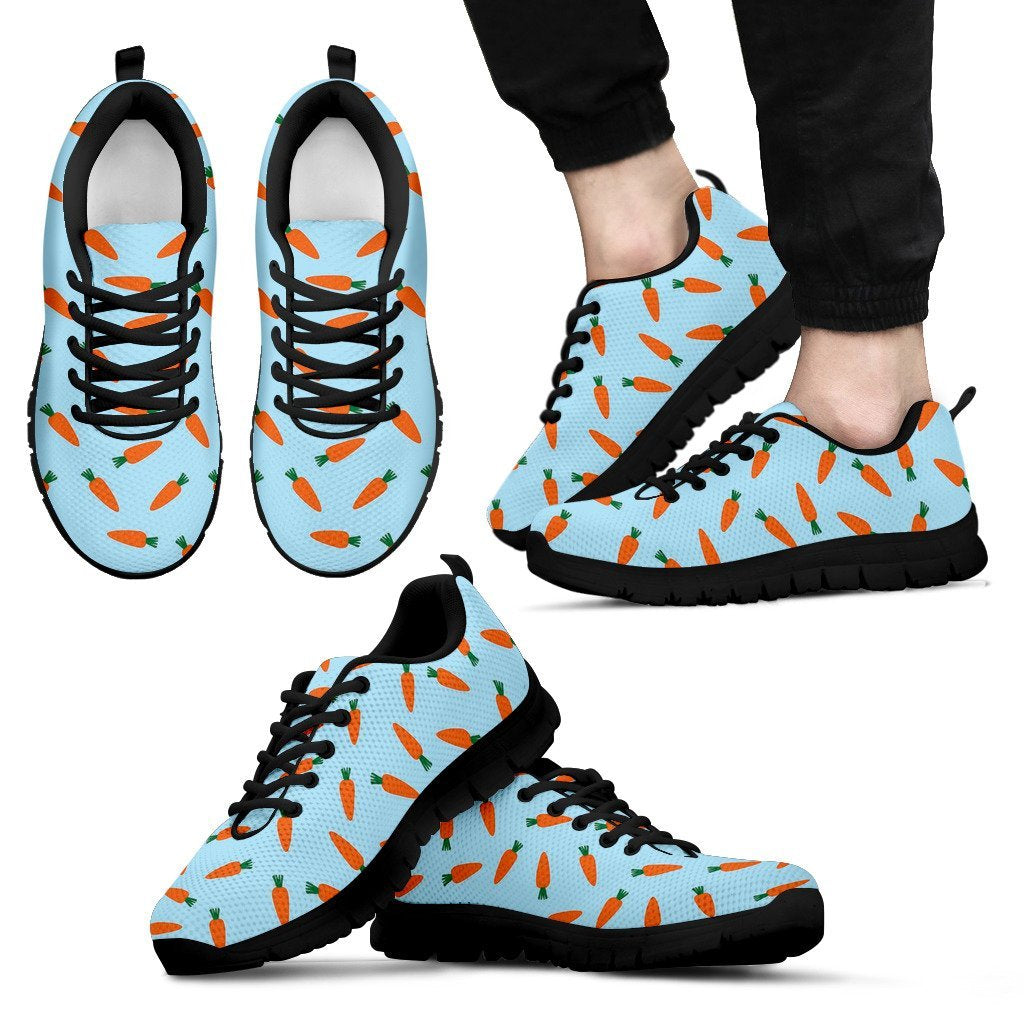 Pattern Print Carrot Black Sneaker Shoes For Men Women-grizzshop