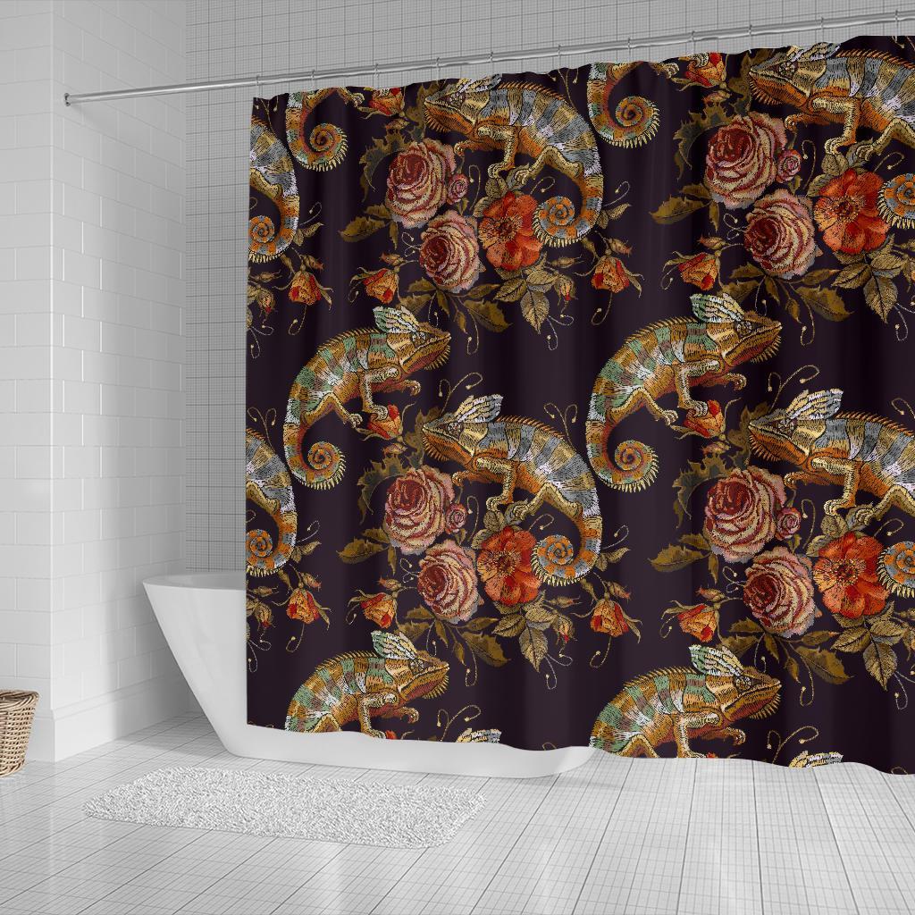 Pattern Print Chameleon Bathroom Shower Curtain-grizzshop