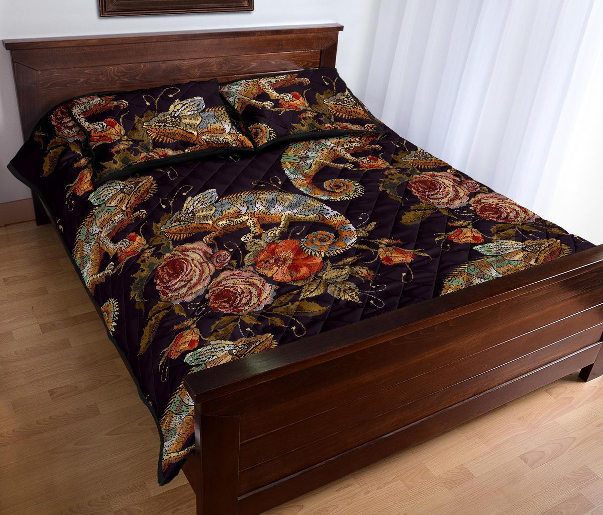 Pattern Print Chameleon Bed Set Quilt-grizzshop