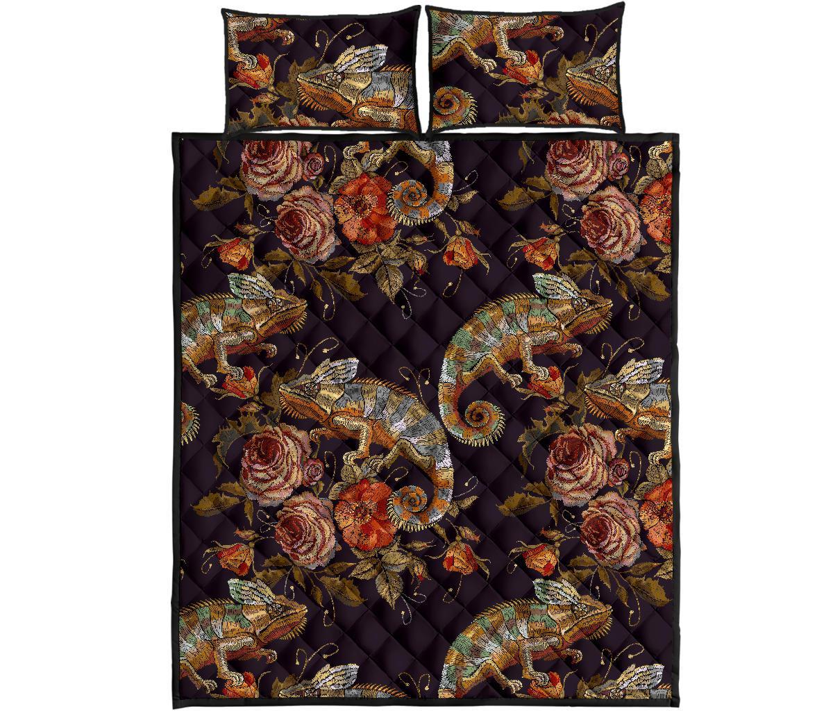 Pattern Print Chameleon Bed Set Quilt-grizzshop