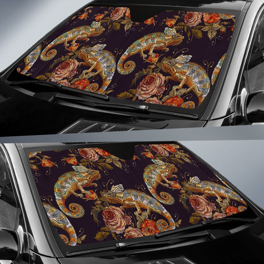 Pattern Print Chameleon Car Sun Shade-grizzshop