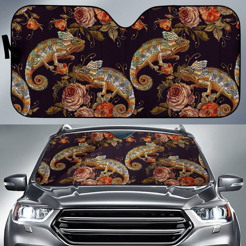 Pattern Print Chameleon Car Sun Shade-grizzshop