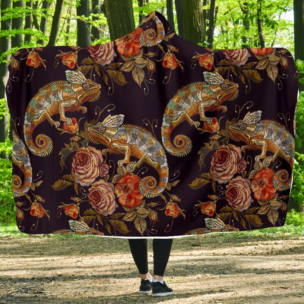 Pattern Print Chameleon Hooded Blanket-grizzshop