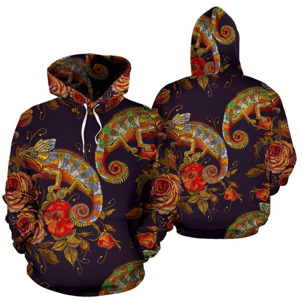 Pattern Print Chameleon Men Women Pullover Hoodie-grizzshop