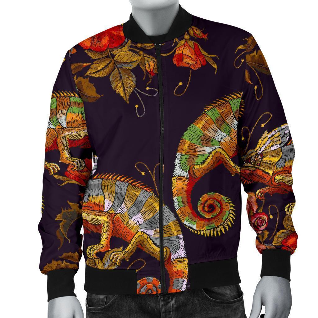 Pattern Print Chameleon Men's Bomber Jacket-grizzshop