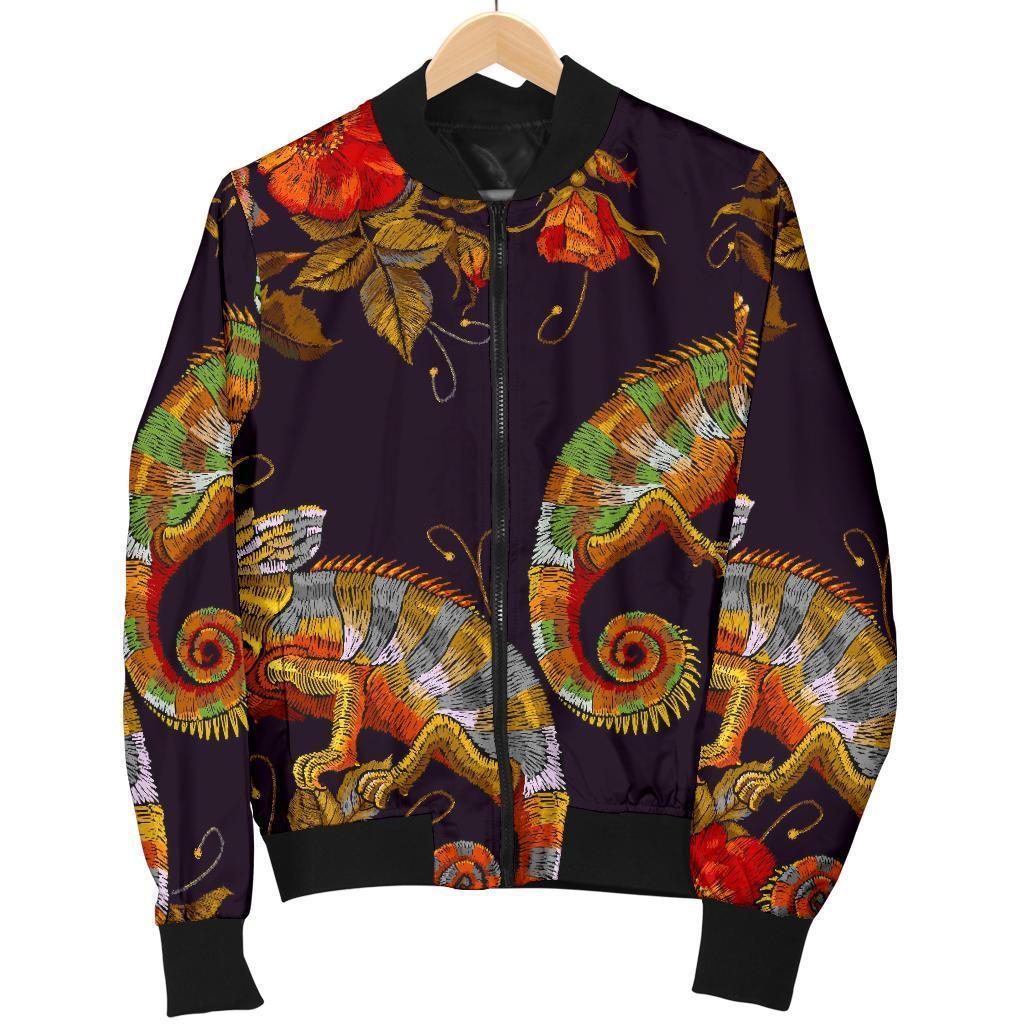 Pattern Print Chameleon Men's Bomber Jacket-grizzshop