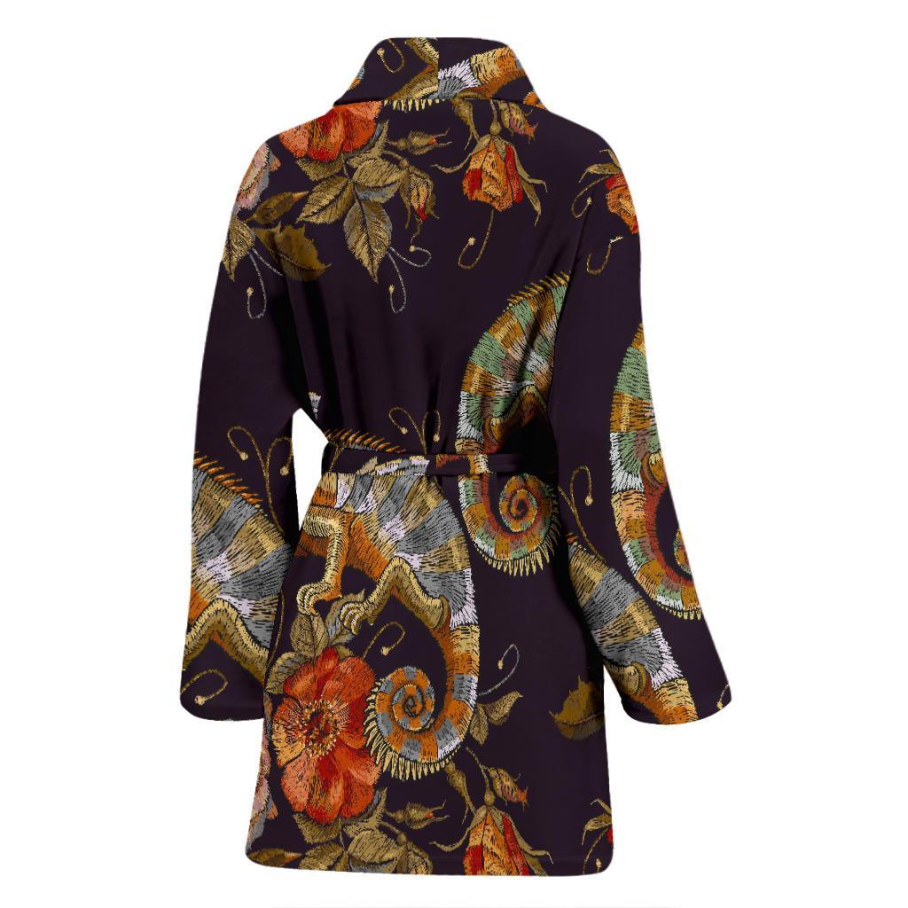 Pattern Print Chameleon Women Long Robe-grizzshop