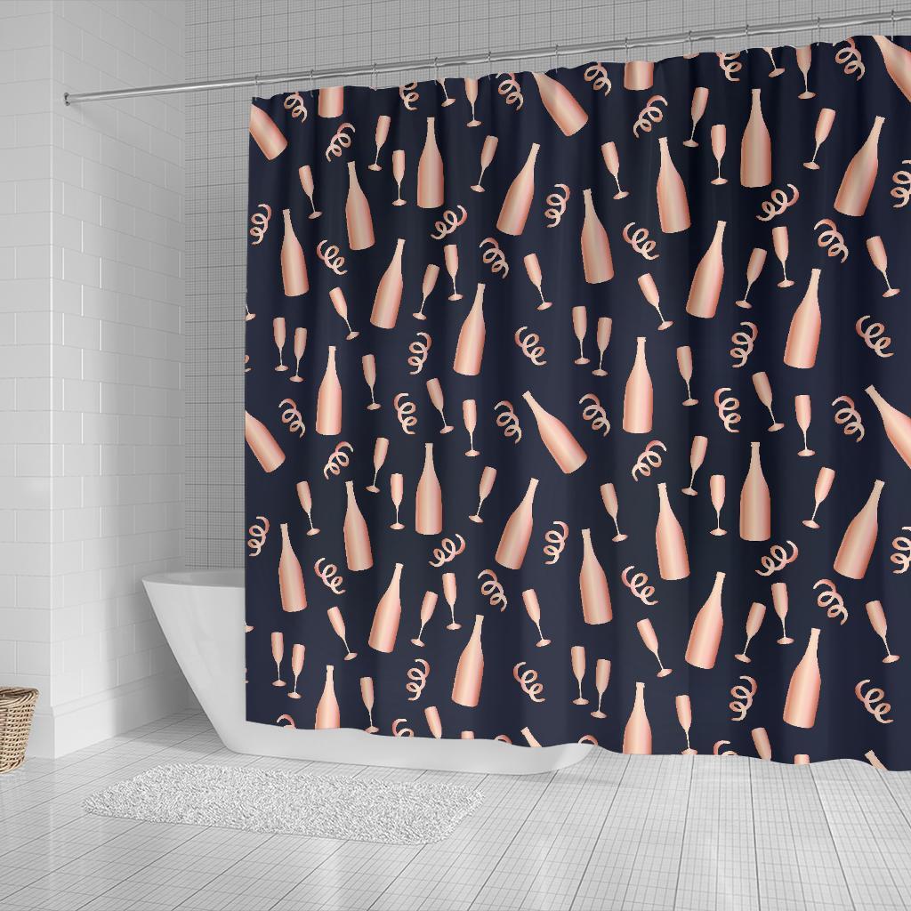 Pattern Print Champagne Bathroom Shower Curtain-grizzshop