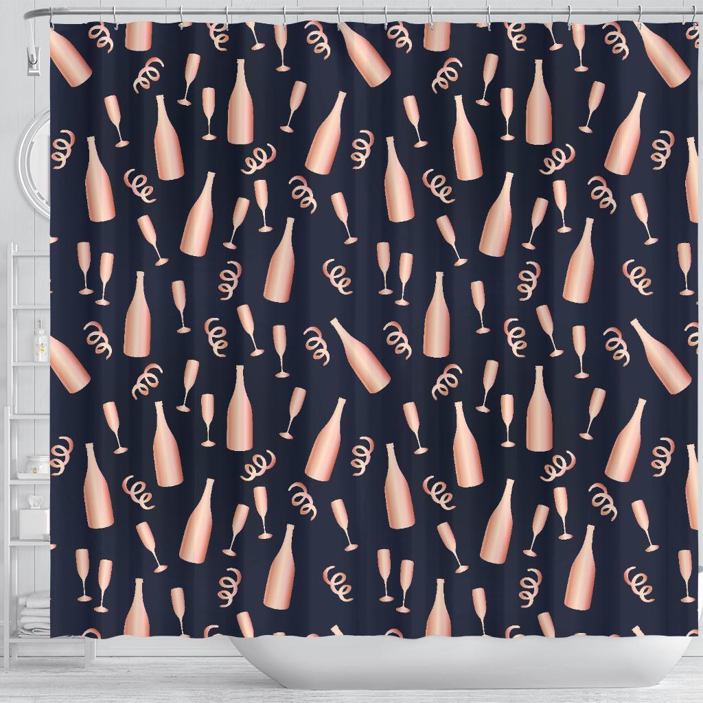 Pattern Print Champagne Bathroom Shower Curtain-grizzshop