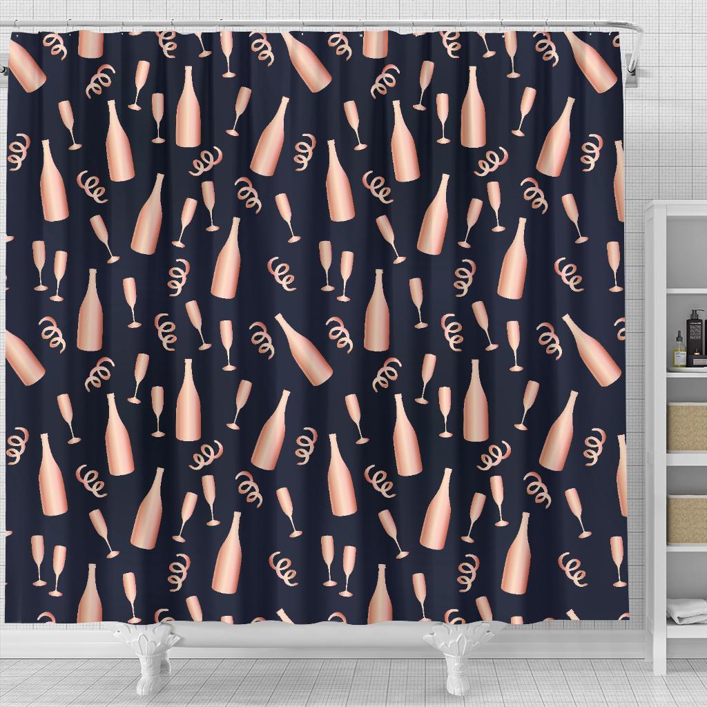 Pattern Print Champagne Bathroom Shower Curtain-grizzshop