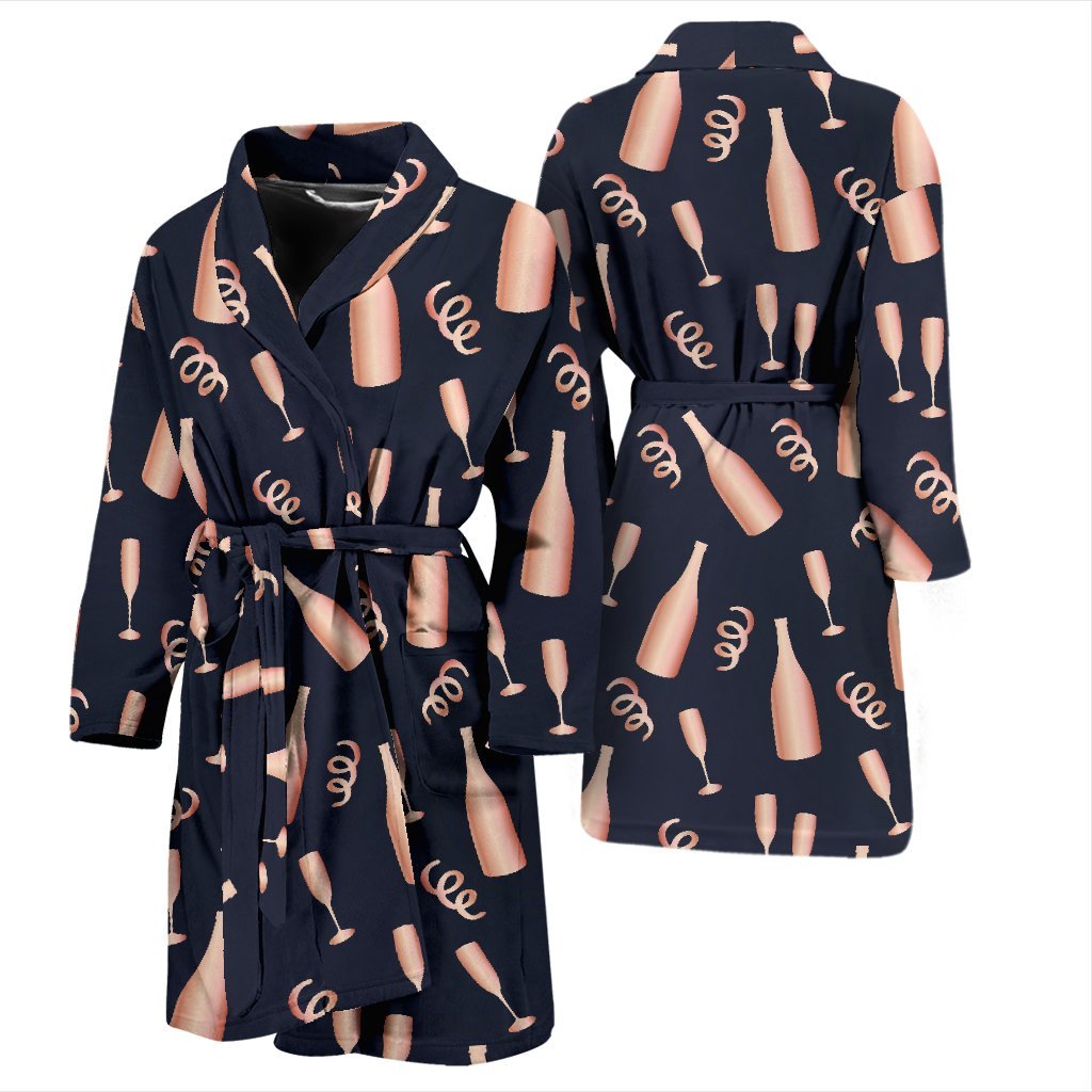 Pattern Print Champagne Men Long Robe-grizzshop