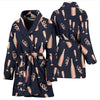 Pattern Print Champagne Women Long Robe-grizzshop