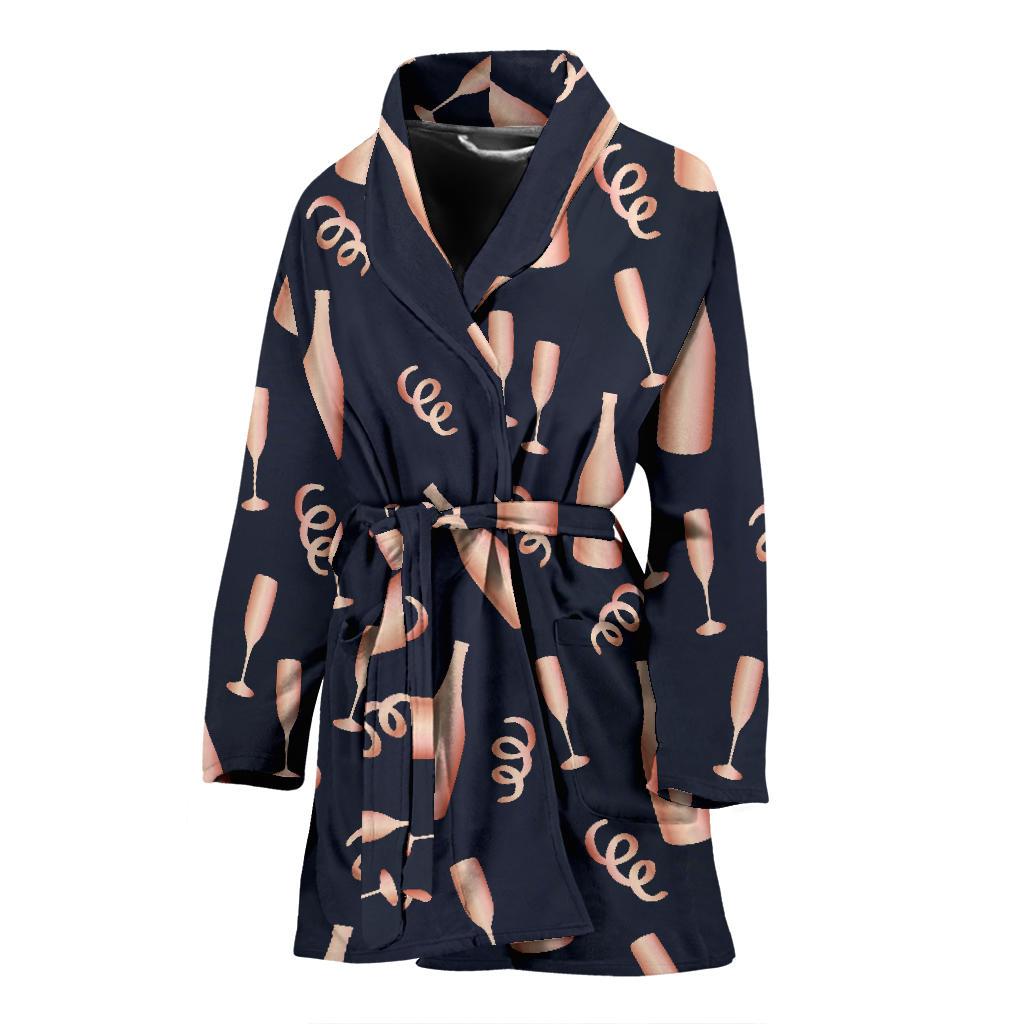 Pattern Print Champagne Women Long Robe-grizzshop