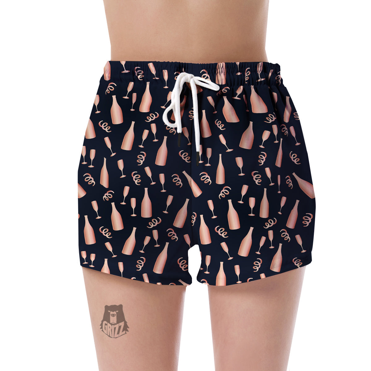 Pattern Print Champagne Women's Shorts-grizzshop