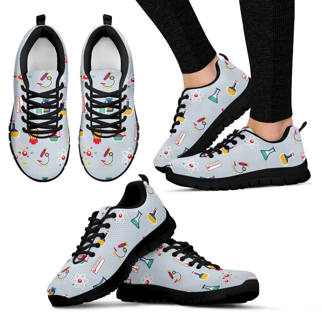 Pattern Print Chemistry Science Black Sneaker Shoes For Men Women-grizzshop