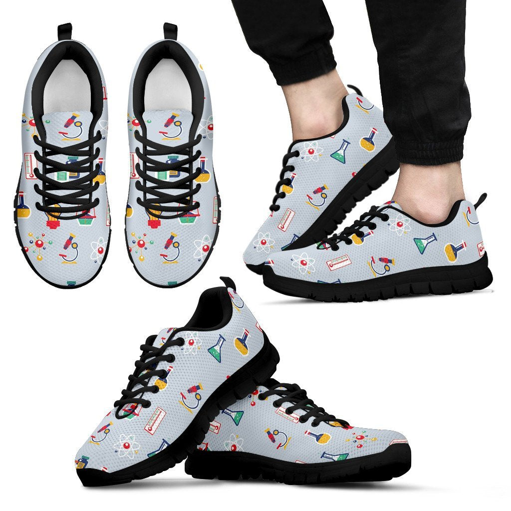 Pattern Print Chemistry Science Black Sneaker Shoes For Men Women-grizzshop