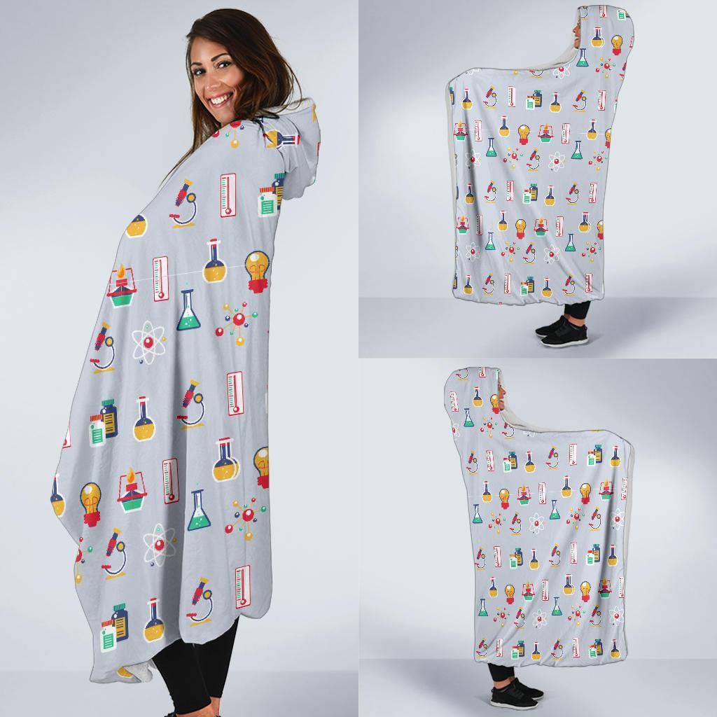 Pattern Print Chemistry Science Hooded Blanket-grizzshop