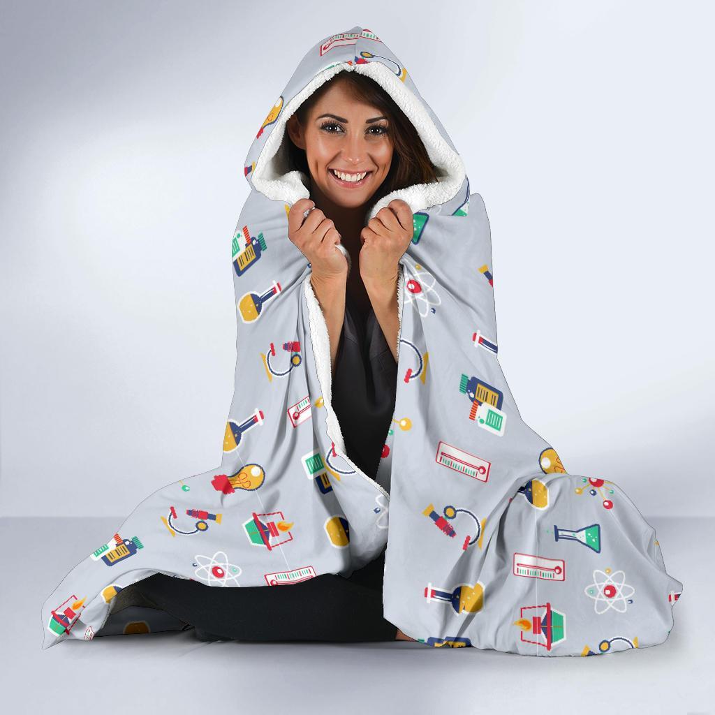 Pattern Print Chemistry Science Hooded Blanket-grizzshop