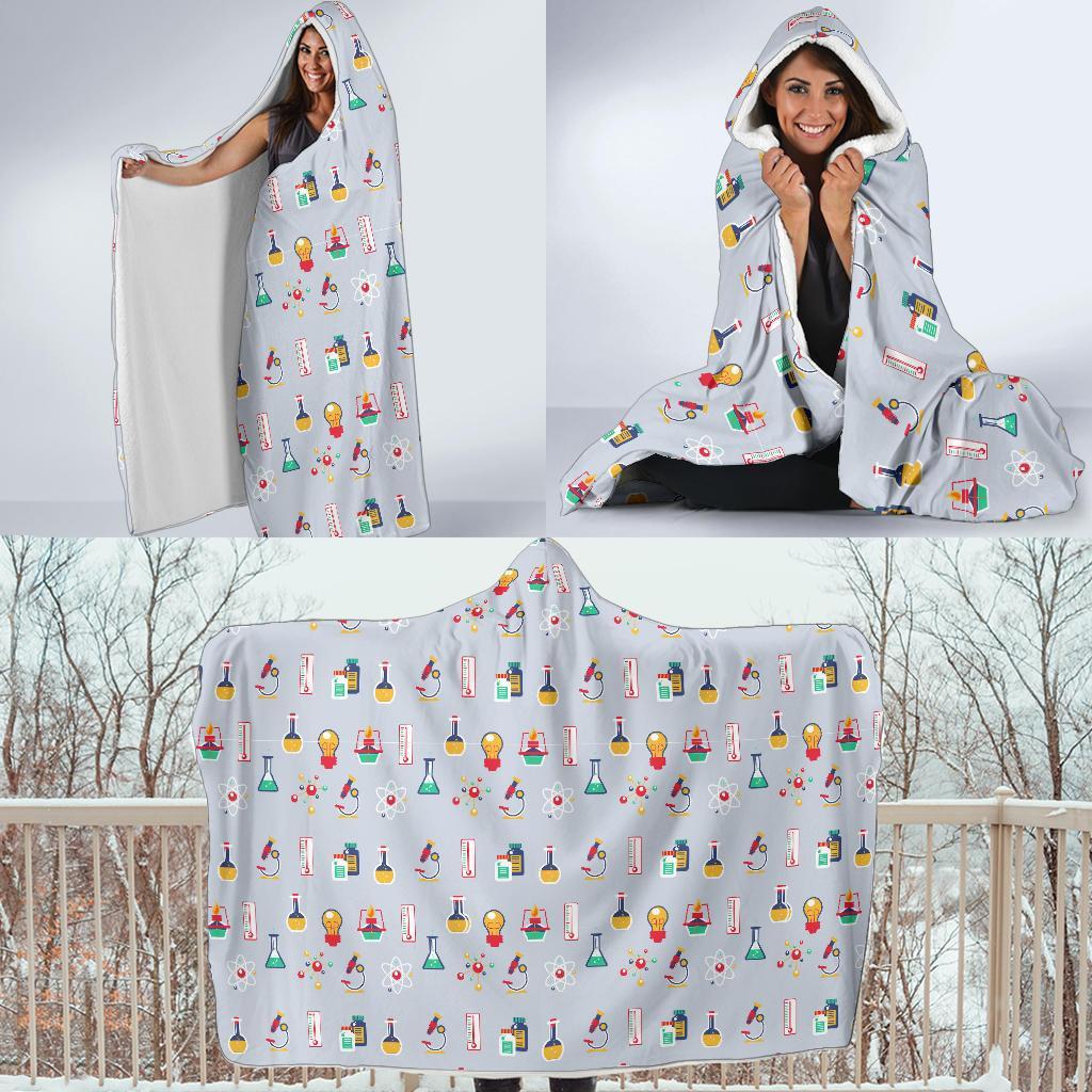 Pattern Print Chemistry Science Hooded Blanket-grizzshop