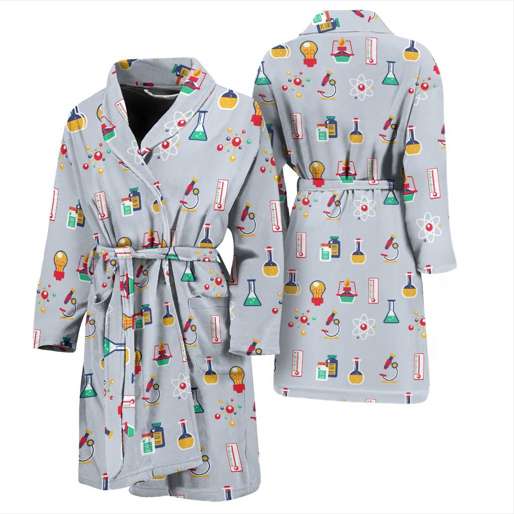 Pattern Print Chemistry Science Men Long Robe-grizzshop