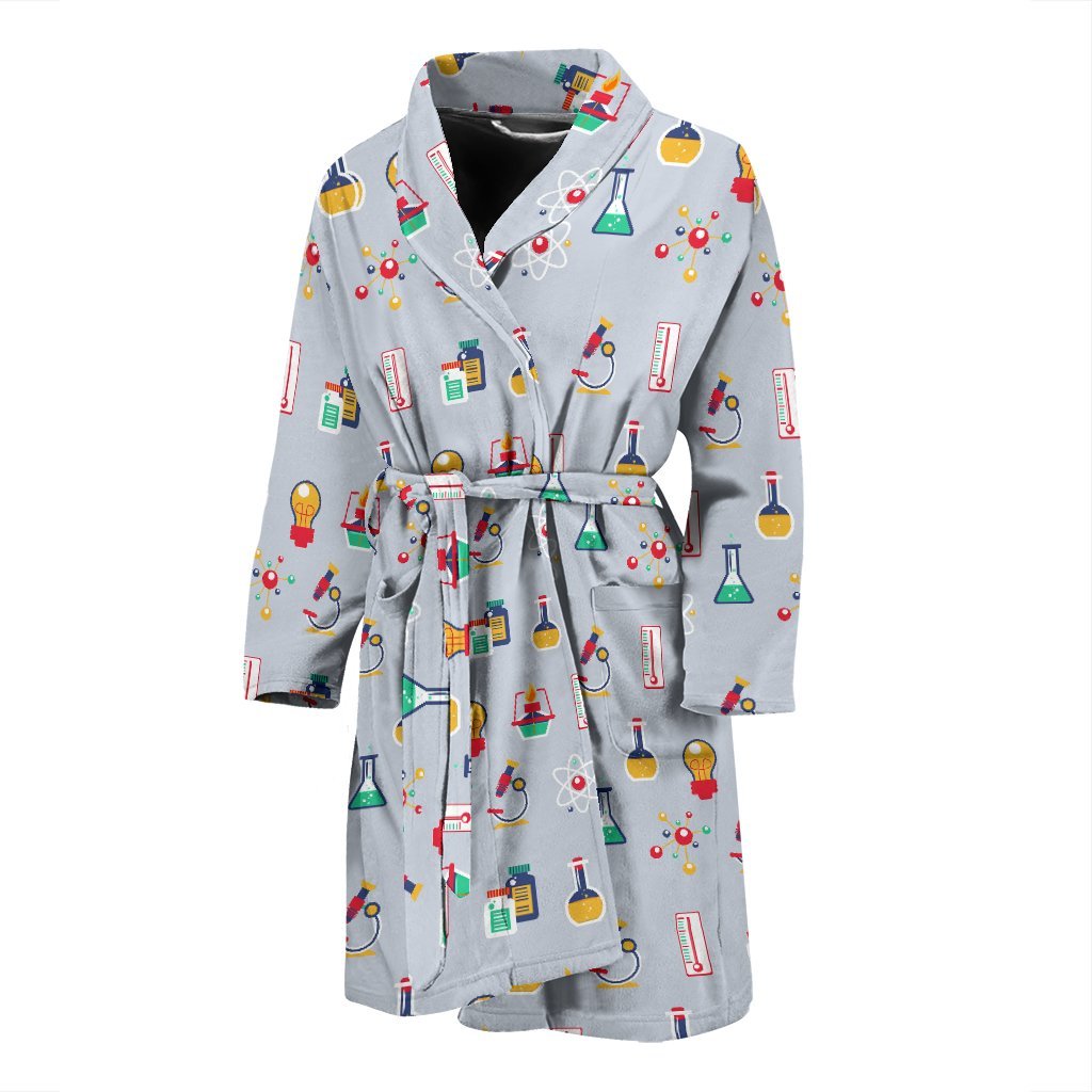 Pattern Print Chemistry Science Men Long Robe-grizzshop