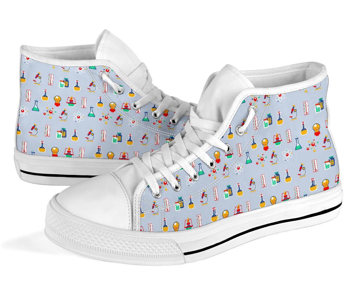 Pattern Print Chemistry Science Men Women's High Top Shoes-grizzshop