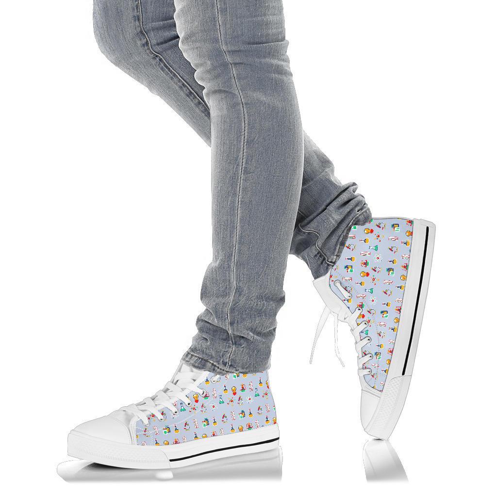 Pattern Print Chemistry Science Men Women's High Top Shoes-grizzshop
