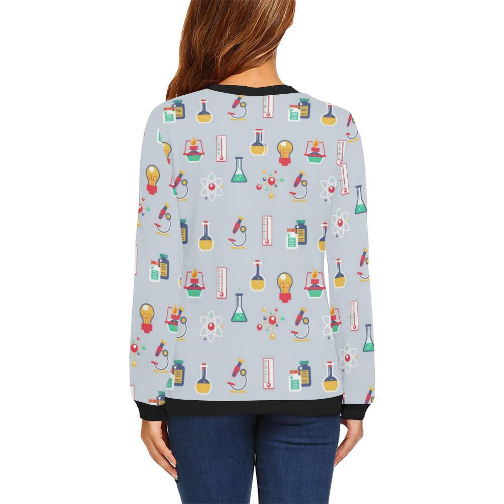 Pattern Print Chemistry Science Women Crewneck Sweatshirt-grizzshop