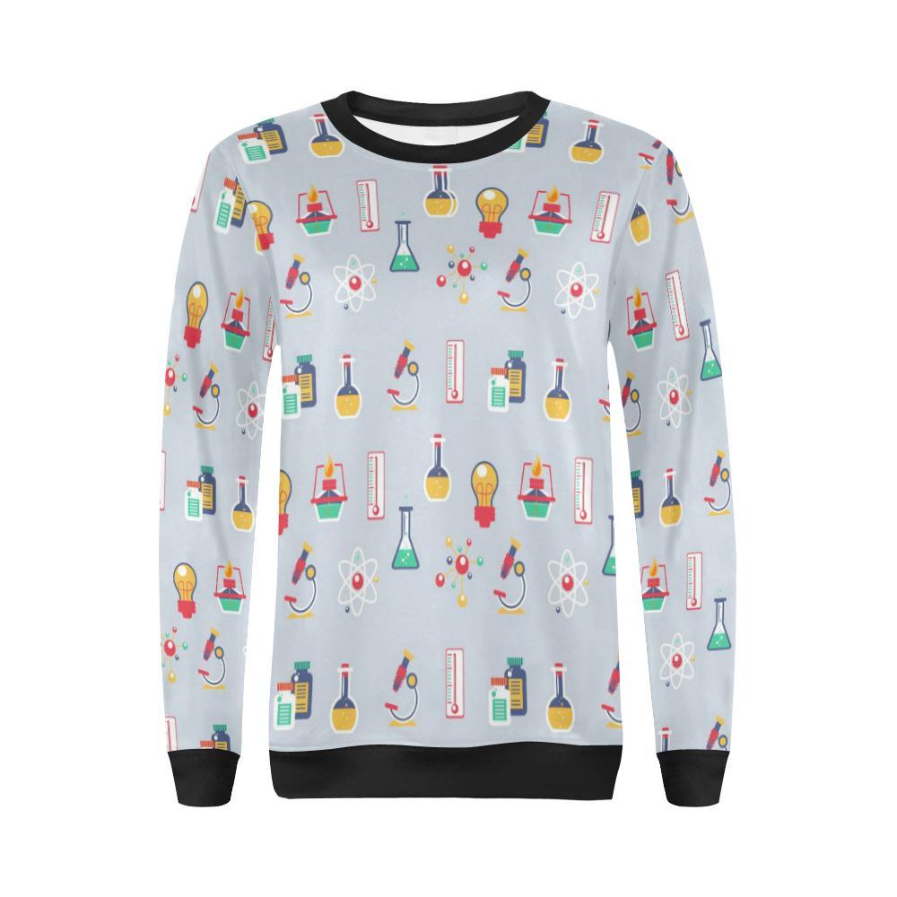 Pattern Print Chemistry Science Women Crewneck Sweatshirt-grizzshop